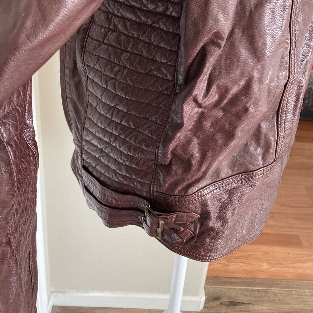 Scotch and Soda Brown Leather Jacket Sz L - Picture 5 of 12